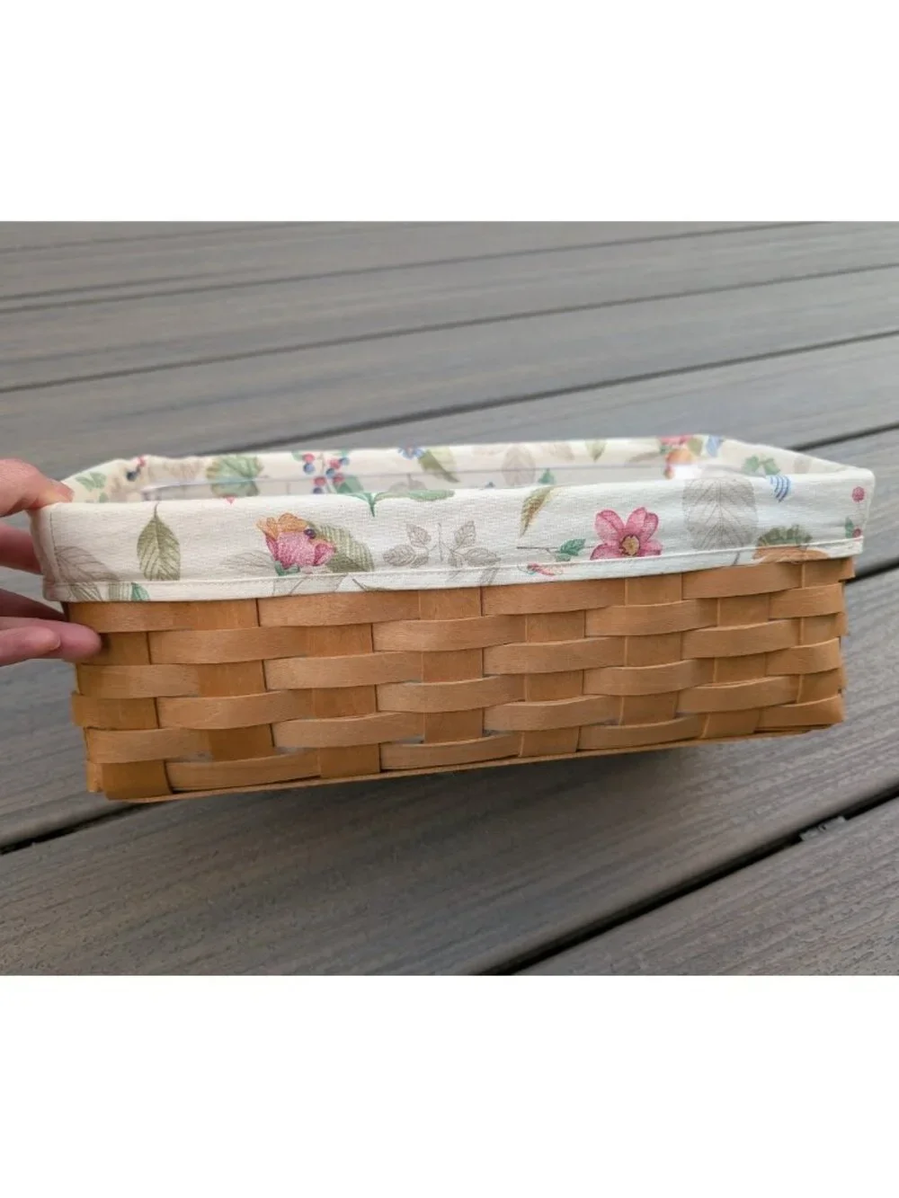 Longaberger 2003 Vanity Basket w/ 2 Plastic Protectors & Botanical Fields Liner
